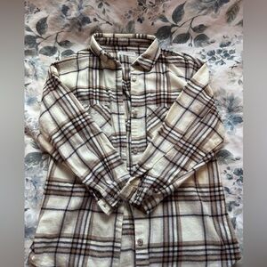 Zara Plaid Shirt in Tan and White